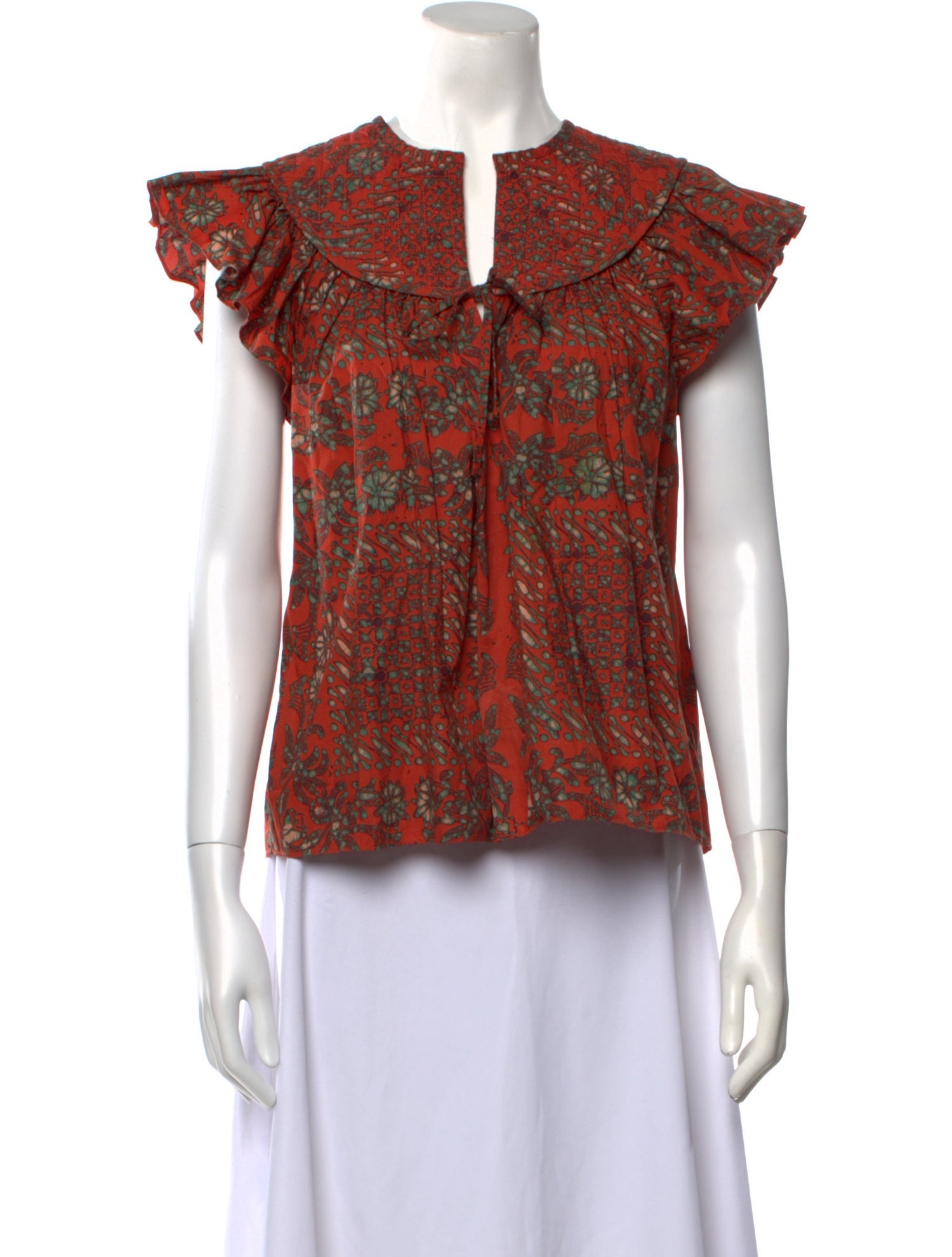 Ulla Johnson Printed V-Neck Top