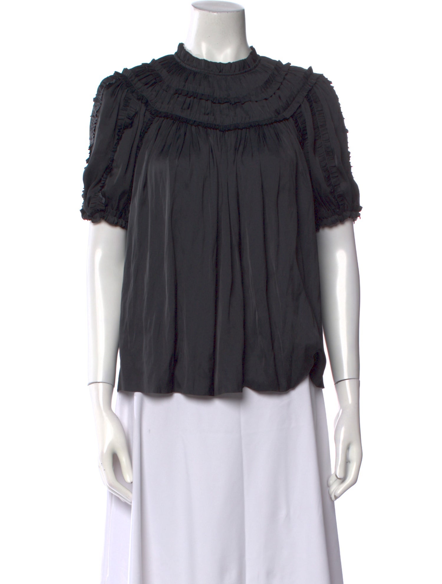 Ulla Johnson Mock Neck Short Sleeve Blouse