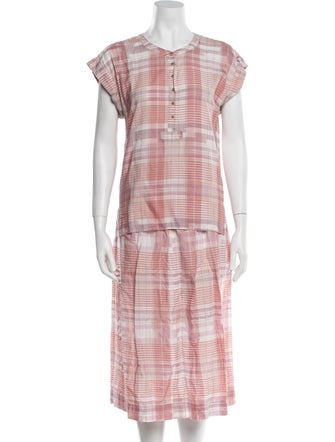 Ulla Johnson Plaid Print Pleated Accents Skirt Set