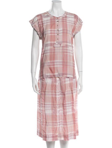 Ulla Johnson Suits and Sets Plaid Print Pleated Accents Skirt Set S