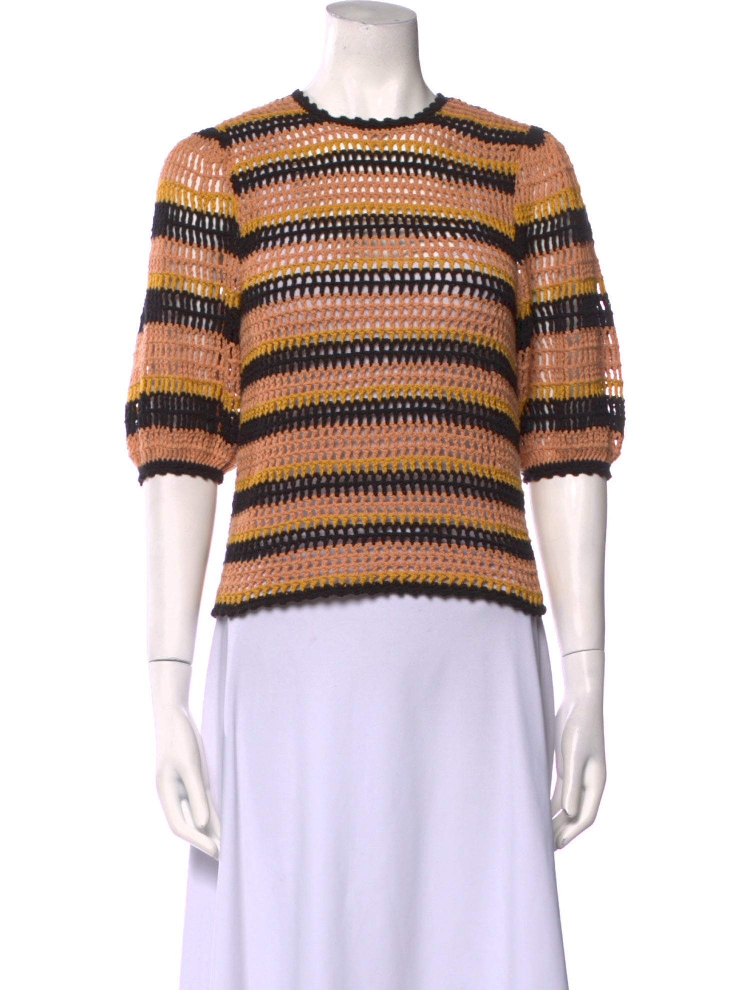 Ulla Johnson Striped Crew Neck Crop Top