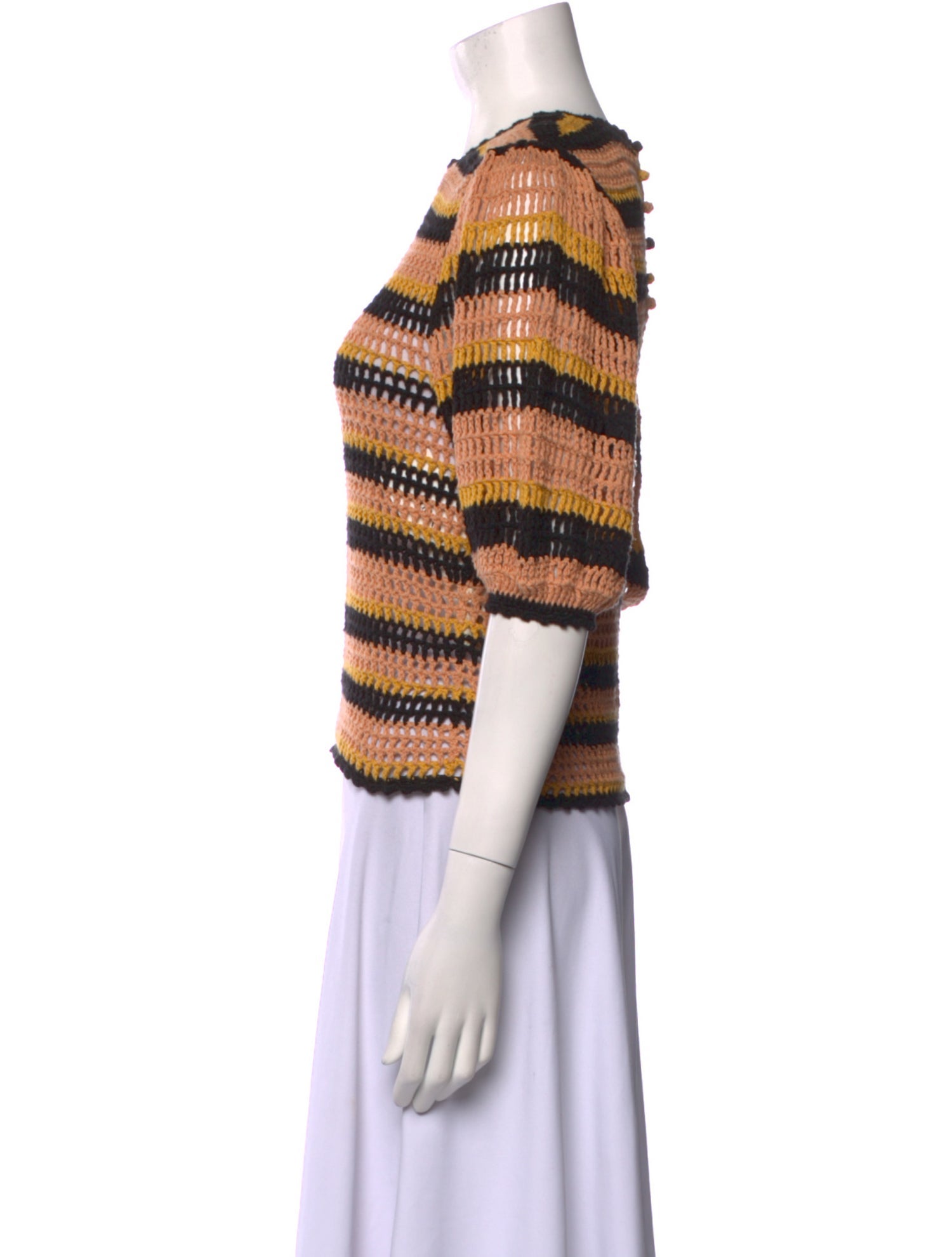 Ulla Johnson Striped Crew Neck Crop Top