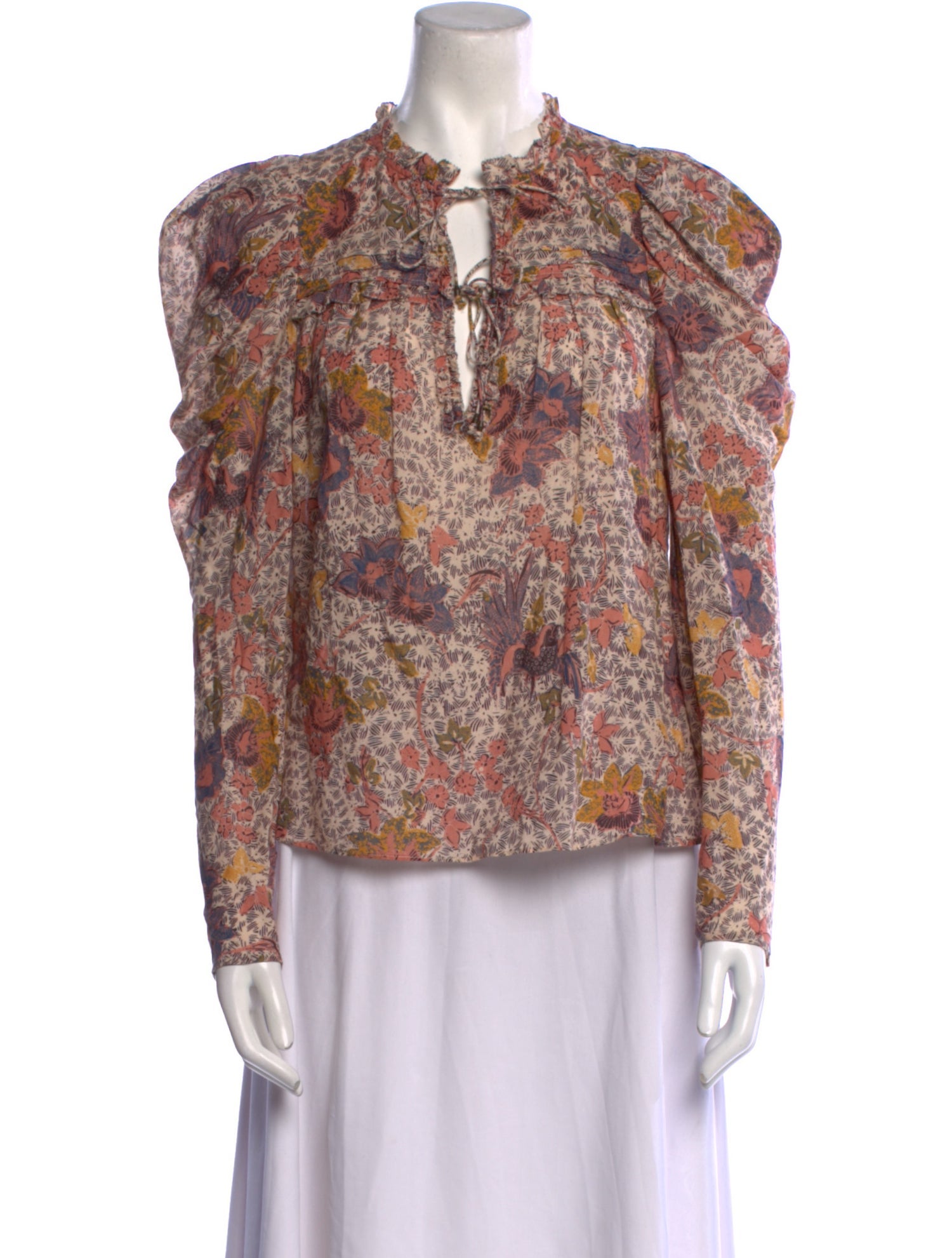 Ulla Johnson Floral Print Tie Neck Blouse