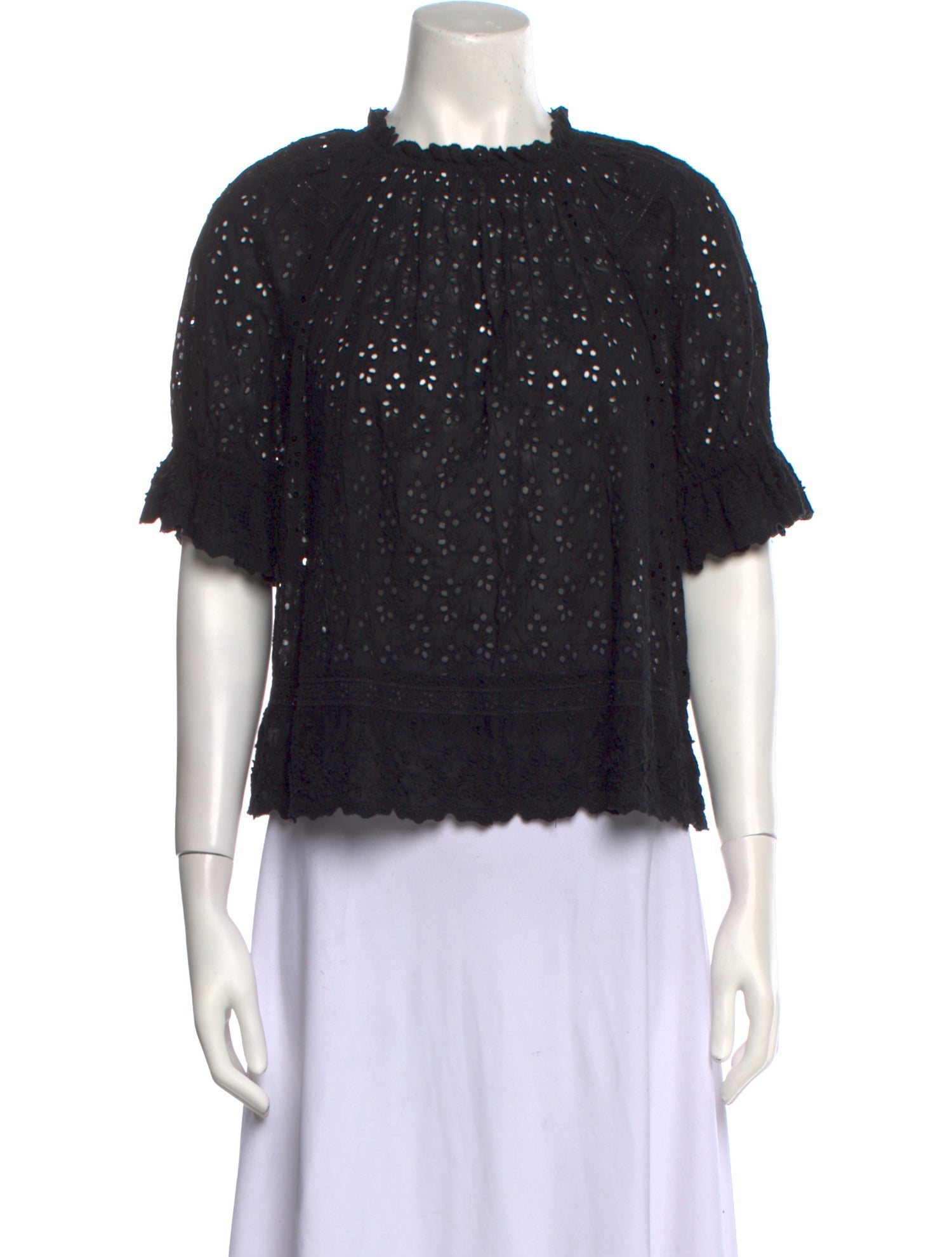 Ulla Johnson Eyelet Mock Neck Blouse
