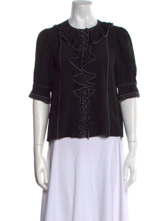 Ulla Johnson Crew Neck Three-Quarter Sleeve Blouse