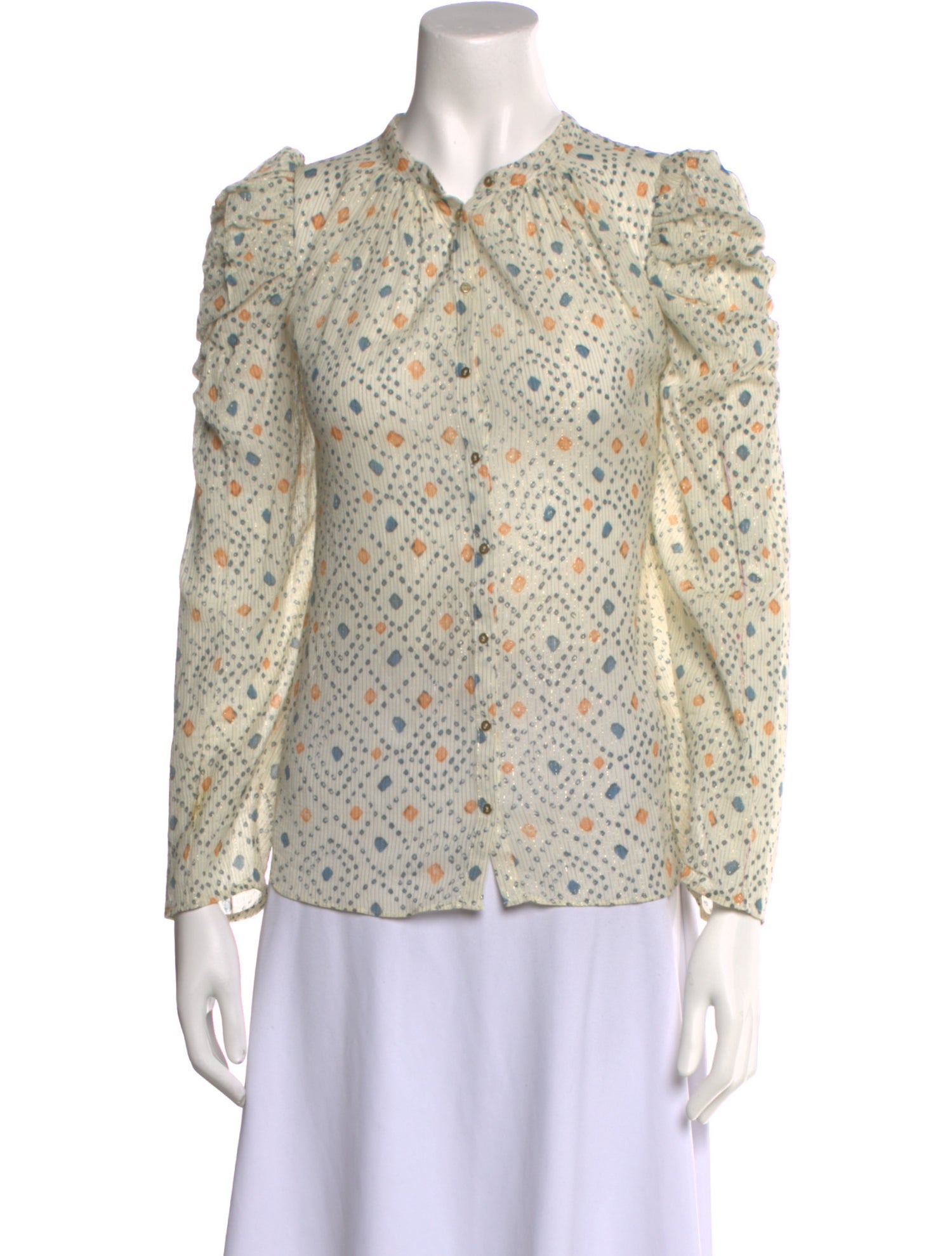Ulla Johnson Floral Print Mock Neck Button-Up Top