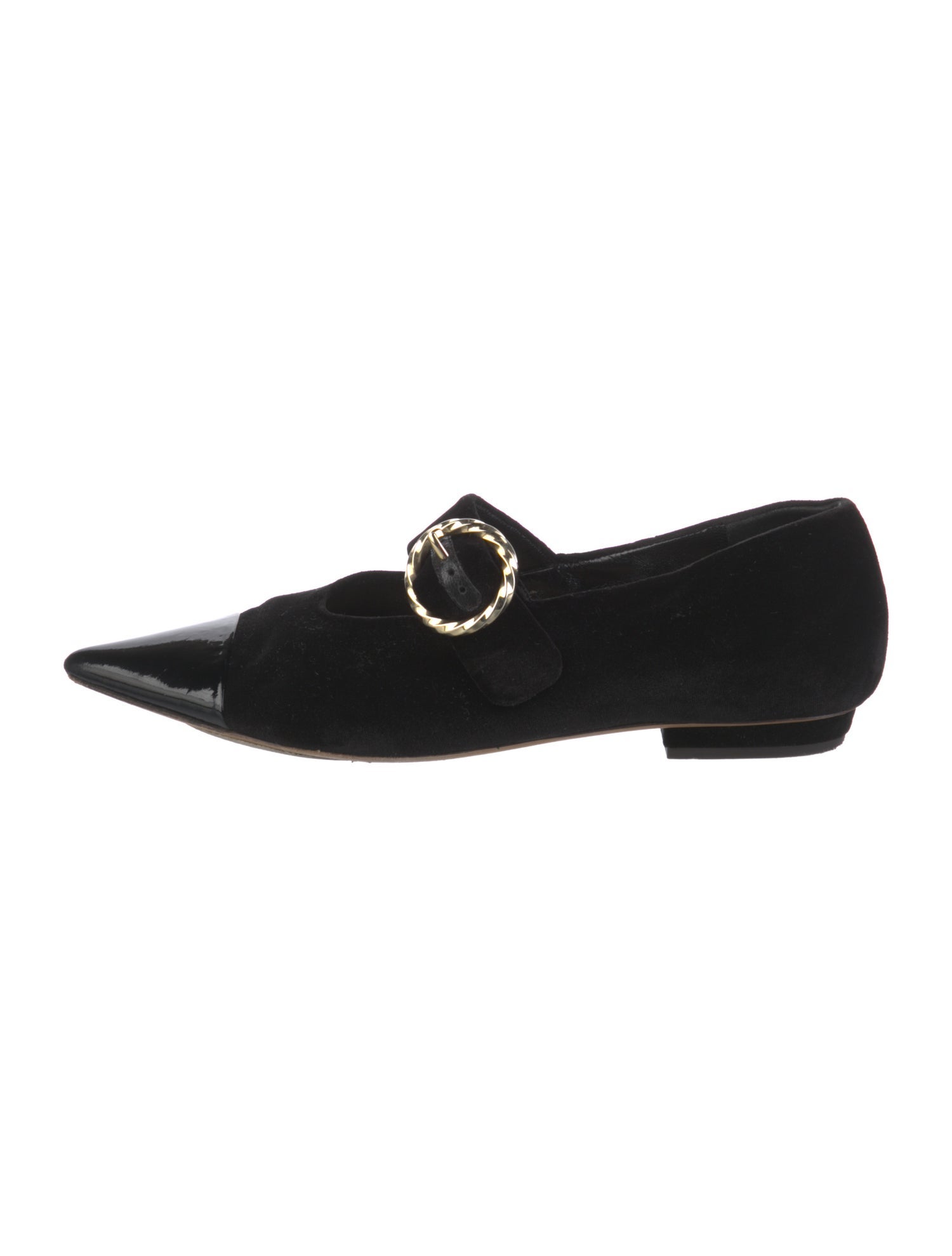 Ulla Johnson Velvet Leather Trim Embellishment Mary Jane Flats