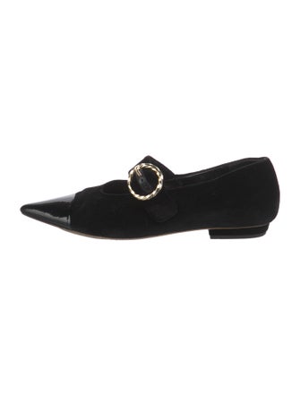 Ulla Johnson Velvet Leather Trim Embellishment Mary Jane Flats