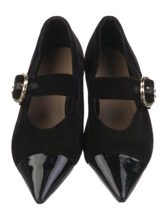 Ulla Johnson Velvet Leather Trim Embellishment Mary Jane Flats