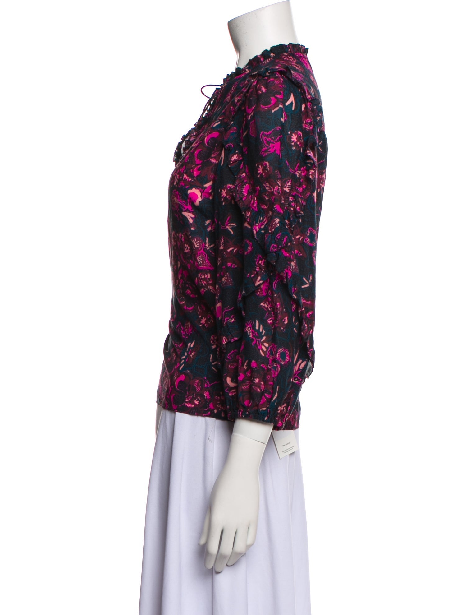 Ulla Johnson Floral Print Tie Neck Blouse
