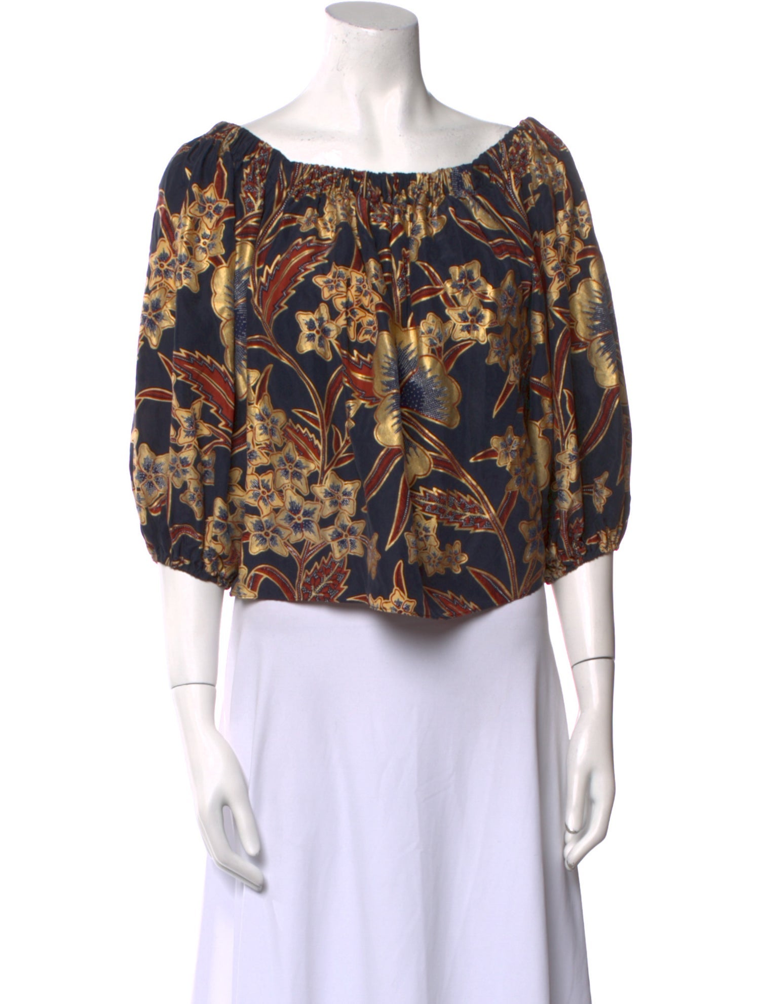 Ulla Johnson Silk Printed Crop Top