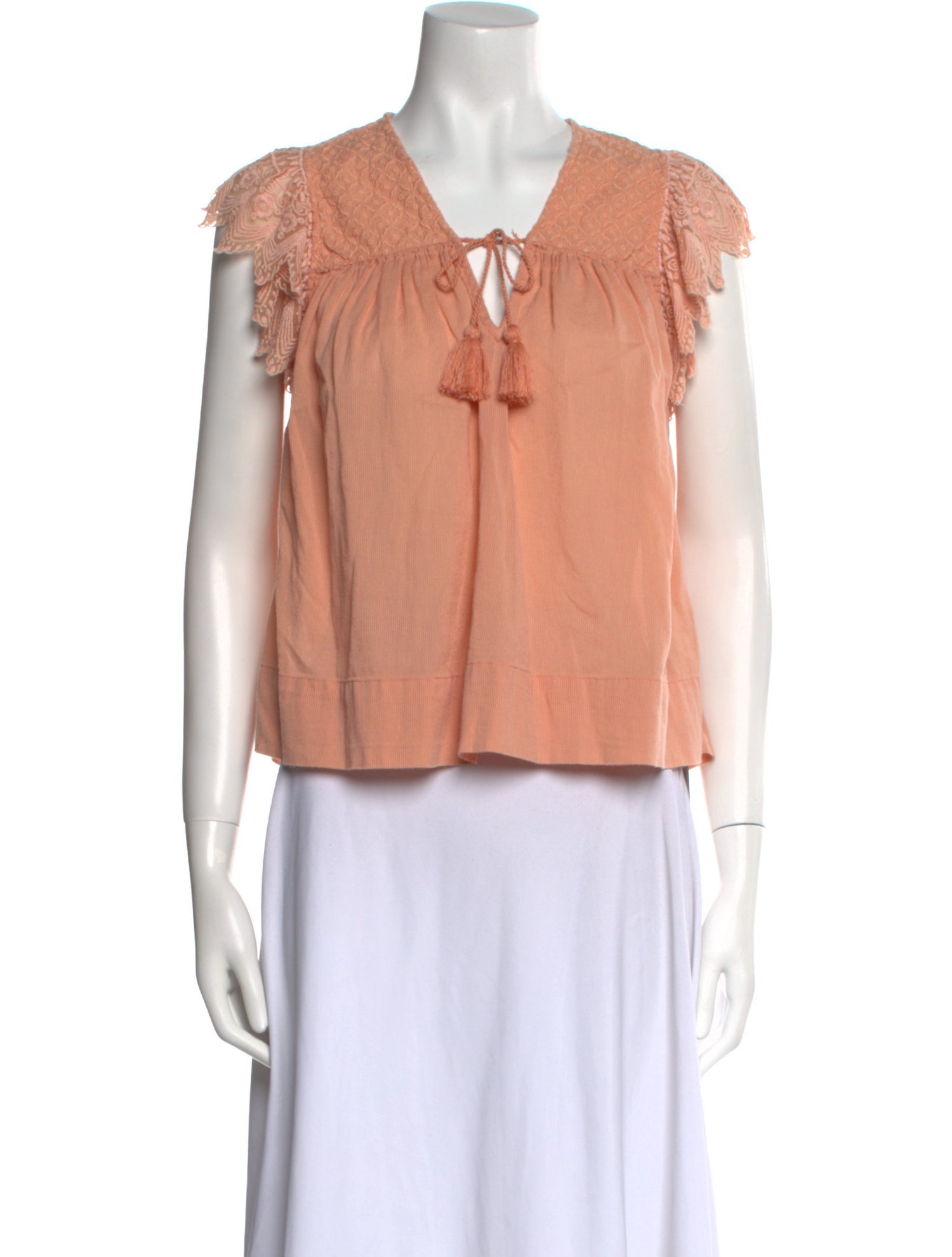 Ulla Johnson Tie Neck Short Sleeve Top