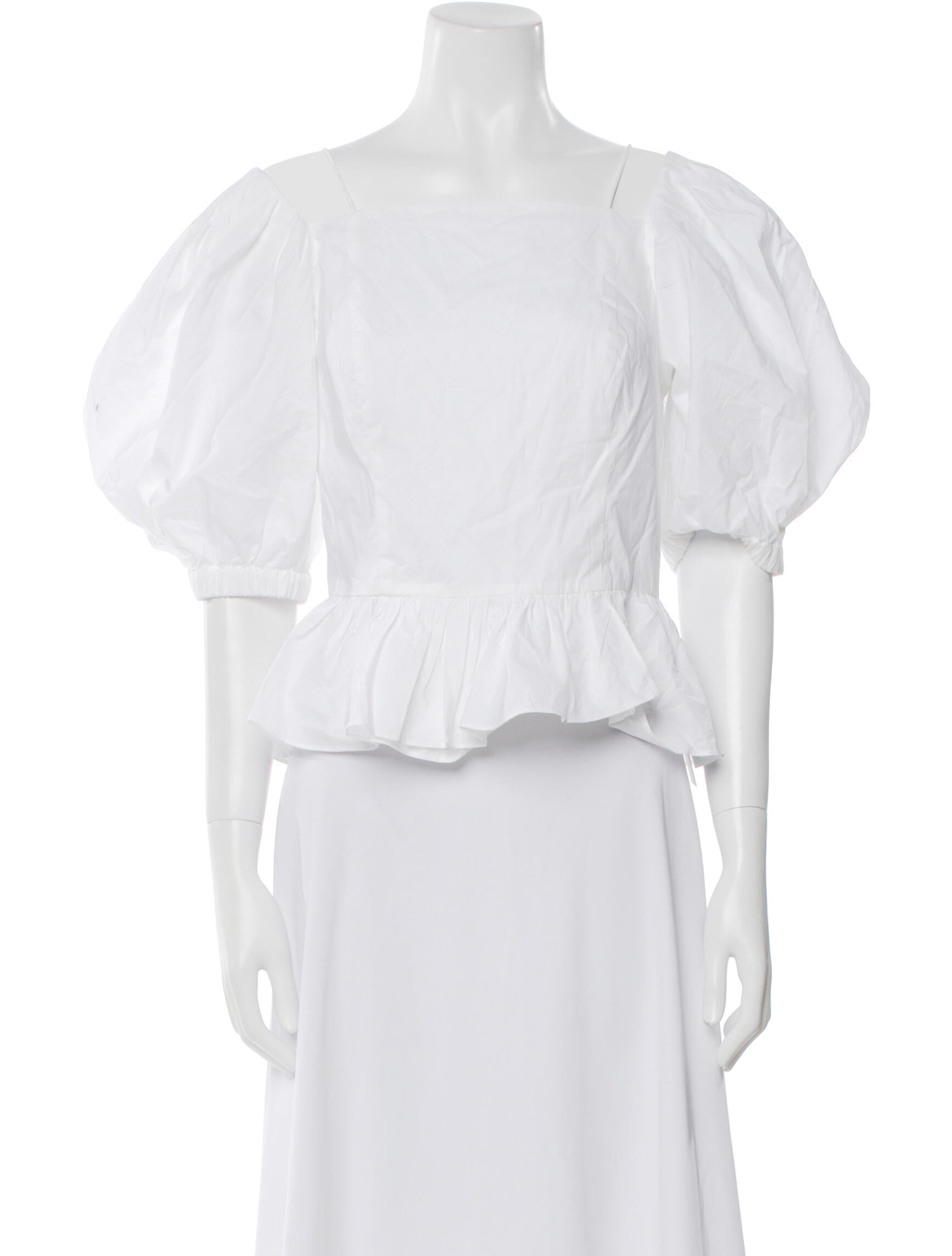 Ulla Johnson Square Neckline Short Sleeve Crop Top