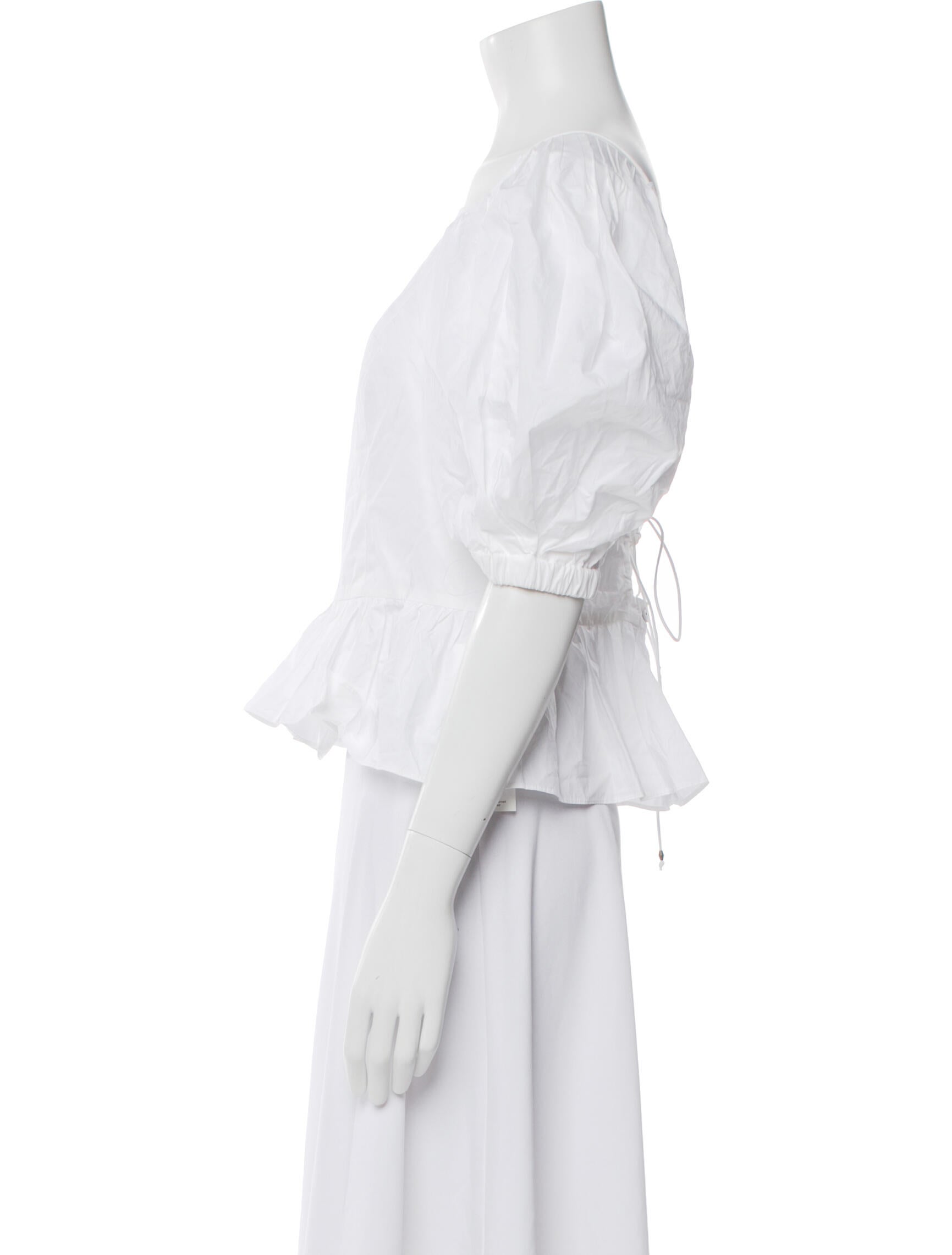 Ulla Johnson Square Neckline Short Sleeve Crop Top