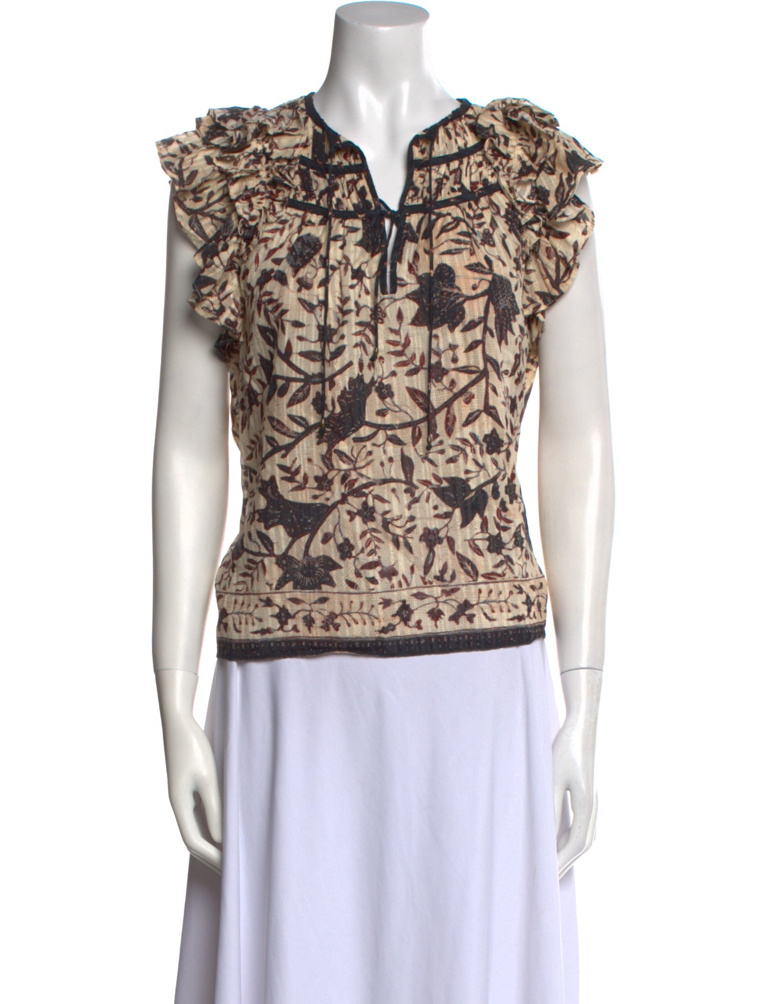 Ulla Johnson Printed V-Neck Top