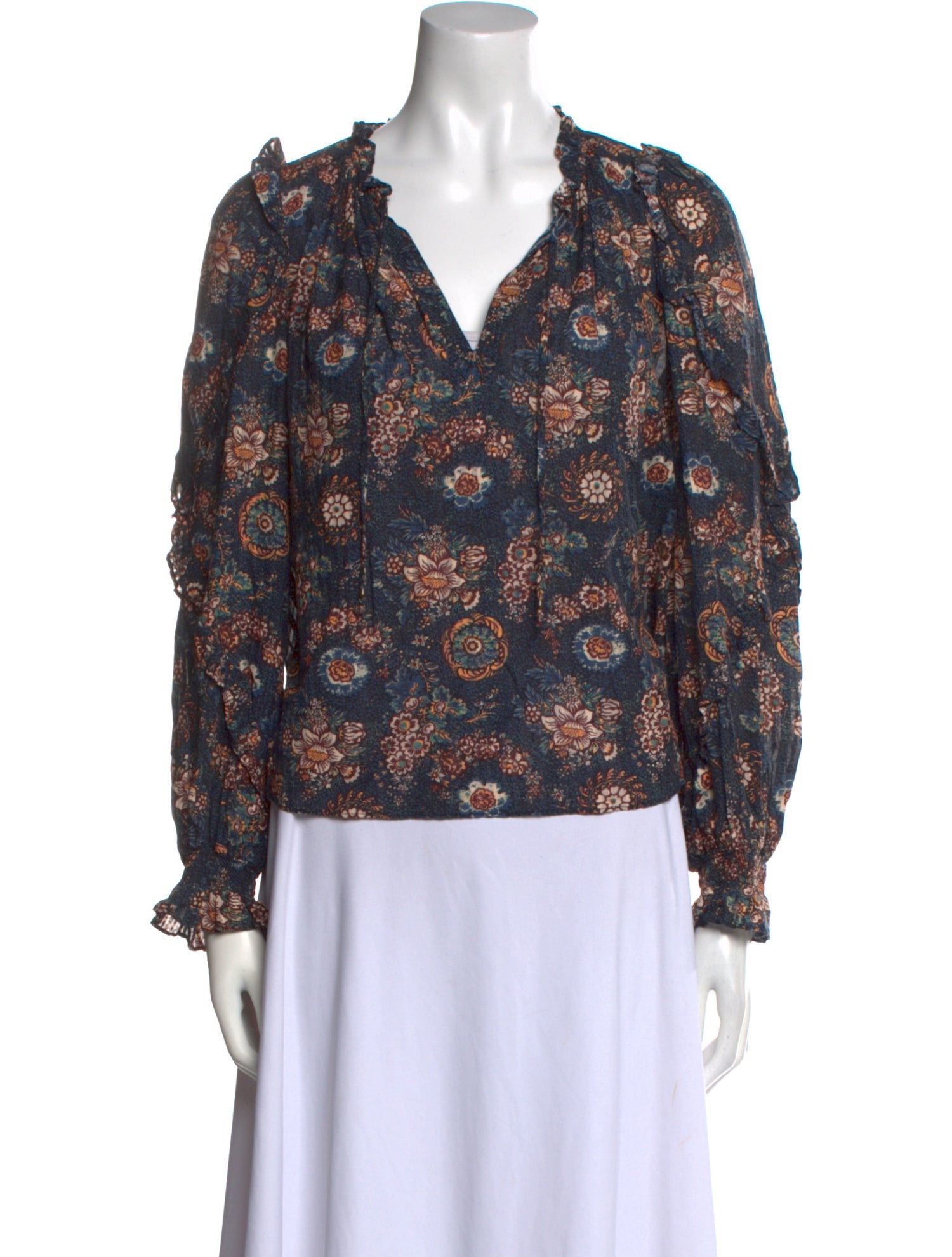 Ulla Johnson Floral Print V-Neck Blouse