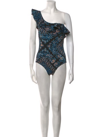 Ulla Johnson Tops Printed One-Shoulder Bodysuit S