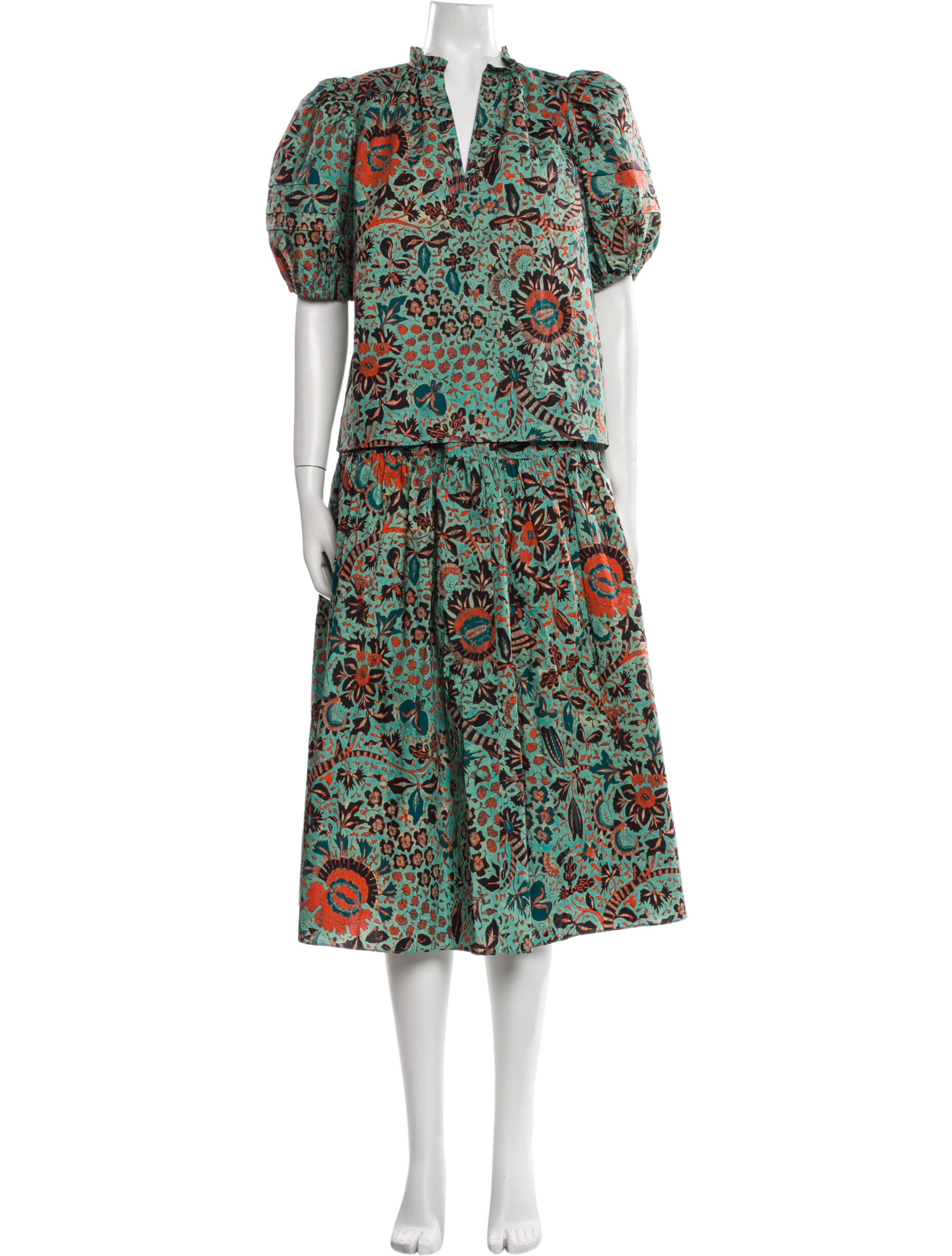 Ulla Johnson Printed Ruffle Embellishment Skirt Suit