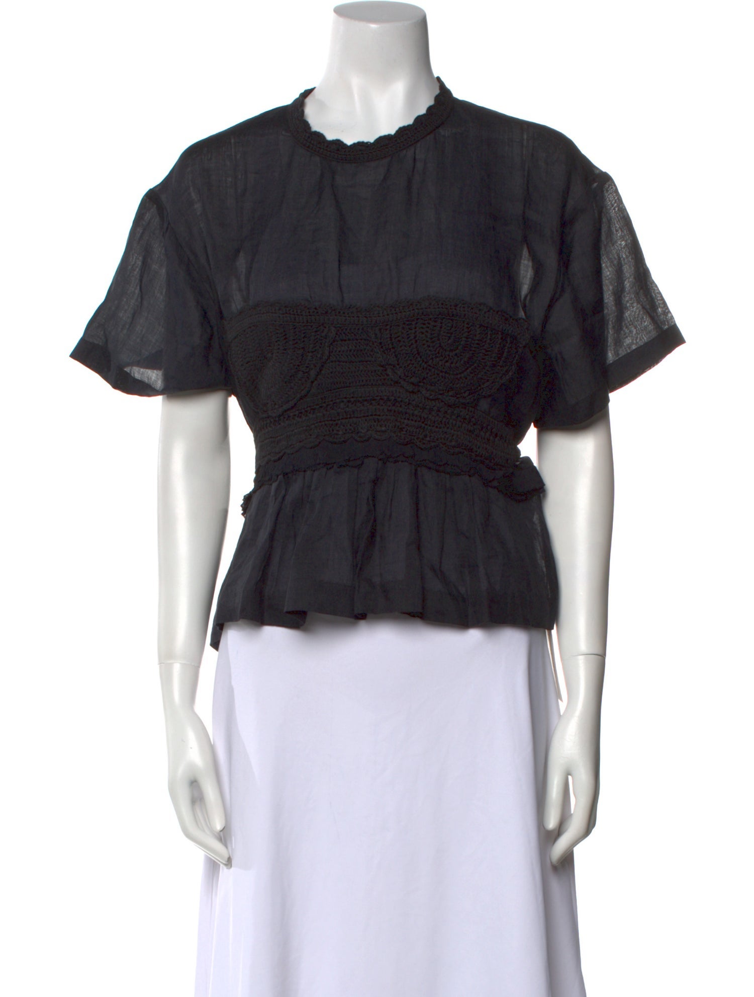 Ulla Johnson Crew Neck Short Sleeve Crop Top