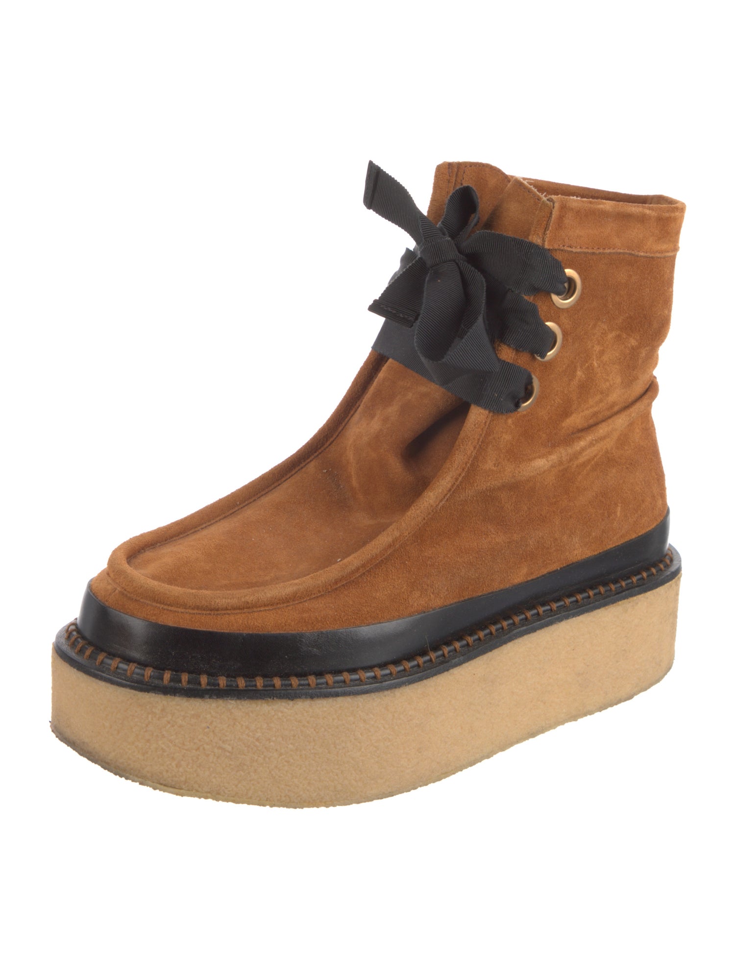 Ulla Johnson Suede Colorblock Pattern Lace-Up Boots