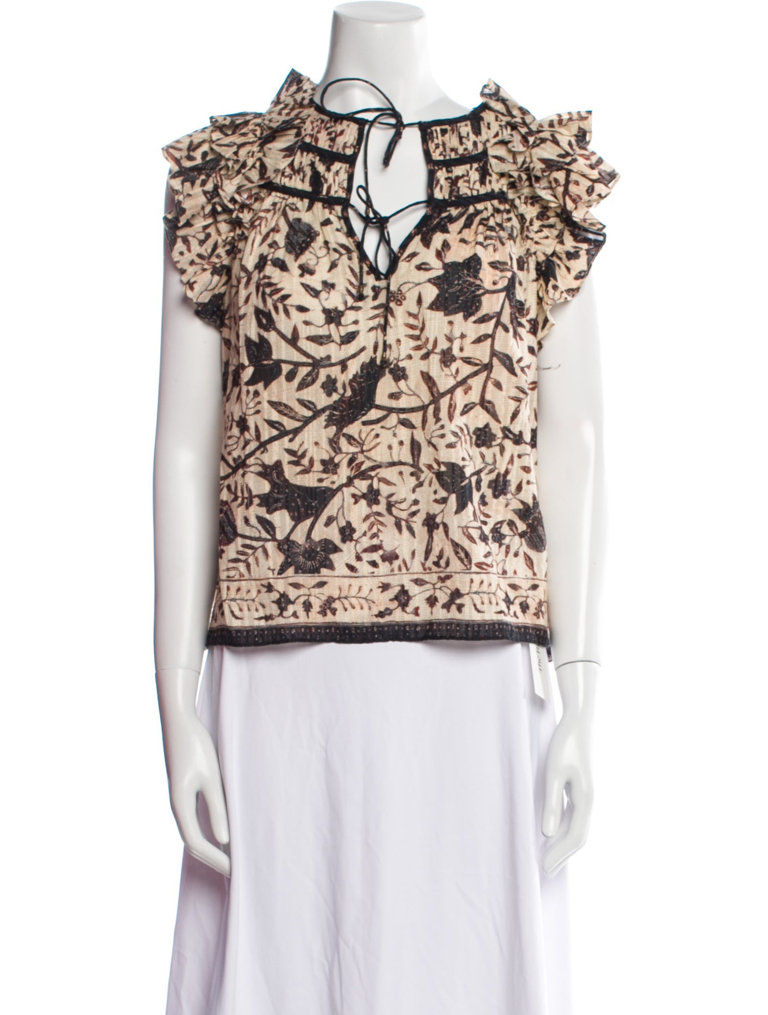 Ulla Johnson Printed Tie Neck Blouse