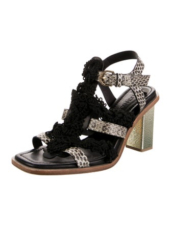 Ulla Johnson Snakeskin Colorblock Pattern Slingback Sandals