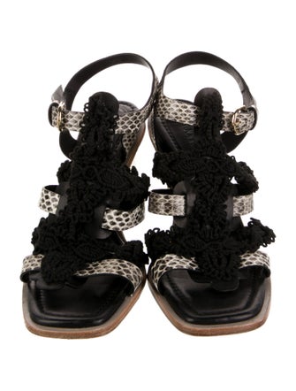 Ulla Johnson Snakeskin Colorblock Pattern Slingback Sandals