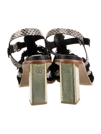 Ulla Johnson Snakeskin Colorblock Pattern Slingback Sandals