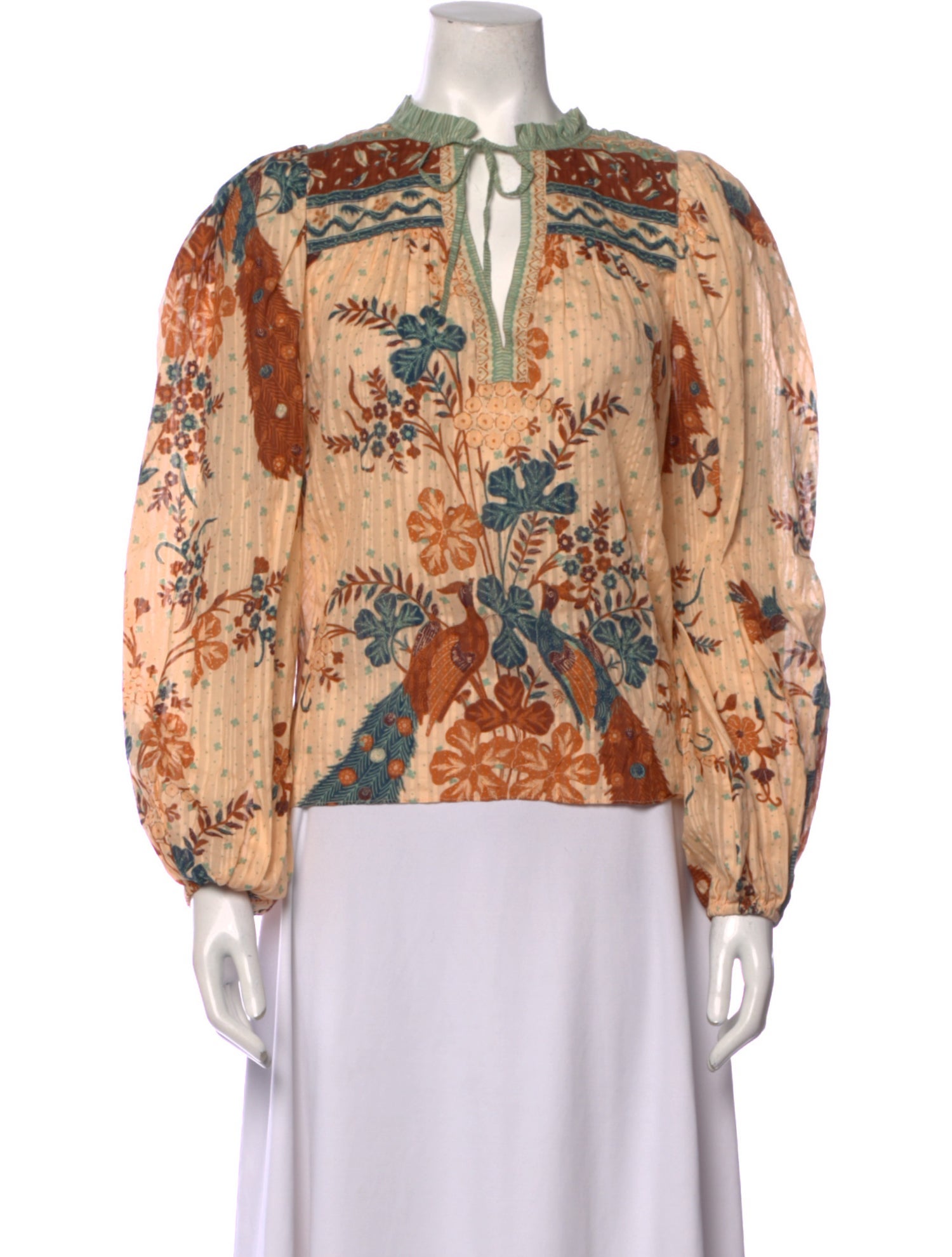 Ulla Johnson Printed Tie Neck Blouse
