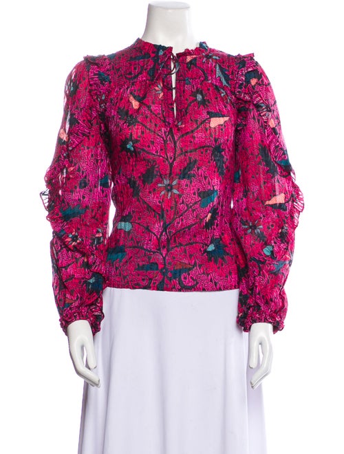 Ulla Johnson Floral Print Mock Neck Blouse