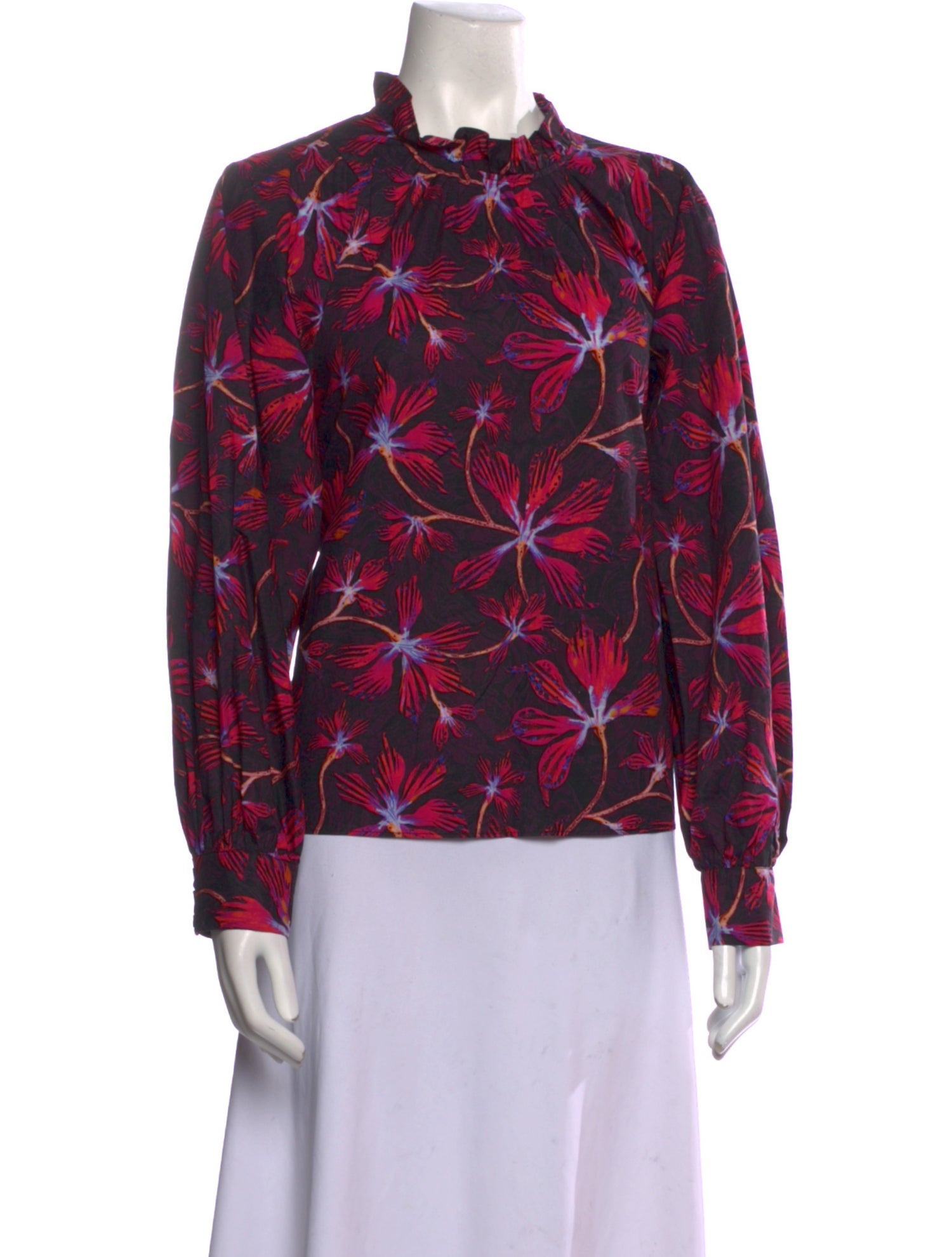 Ulla Johnson Floral Print Mock Neck Blouse