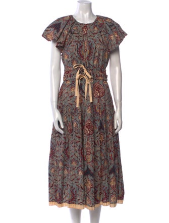 Ulla Johnson Paisley Print Midi Length Dress