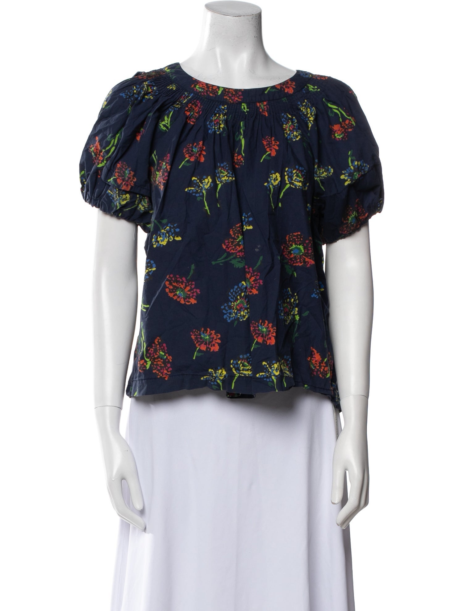 Ulla Johnson Floral Print Bateau Neckline Blouse