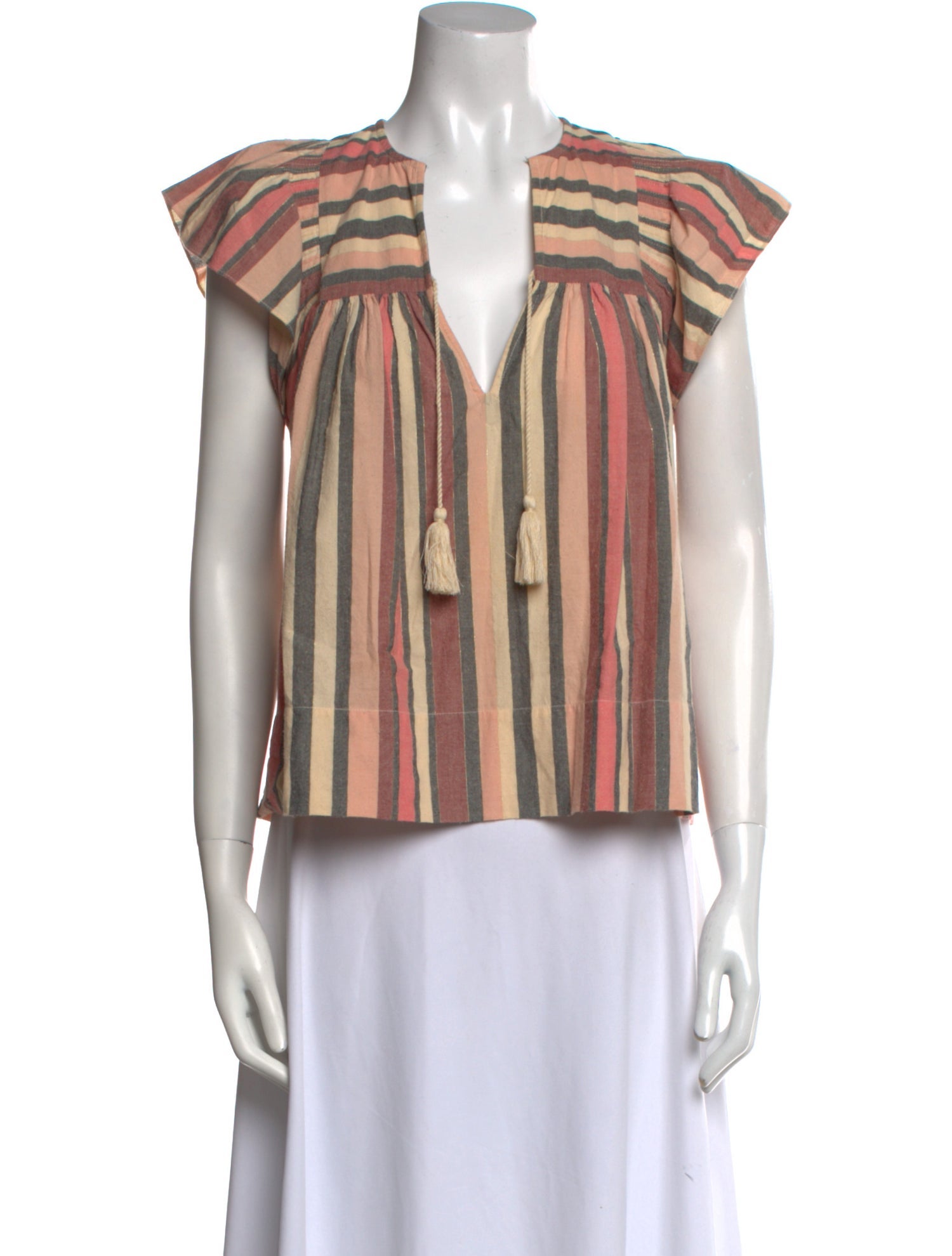 Ulla Johnson Striped V-Neck Blouse