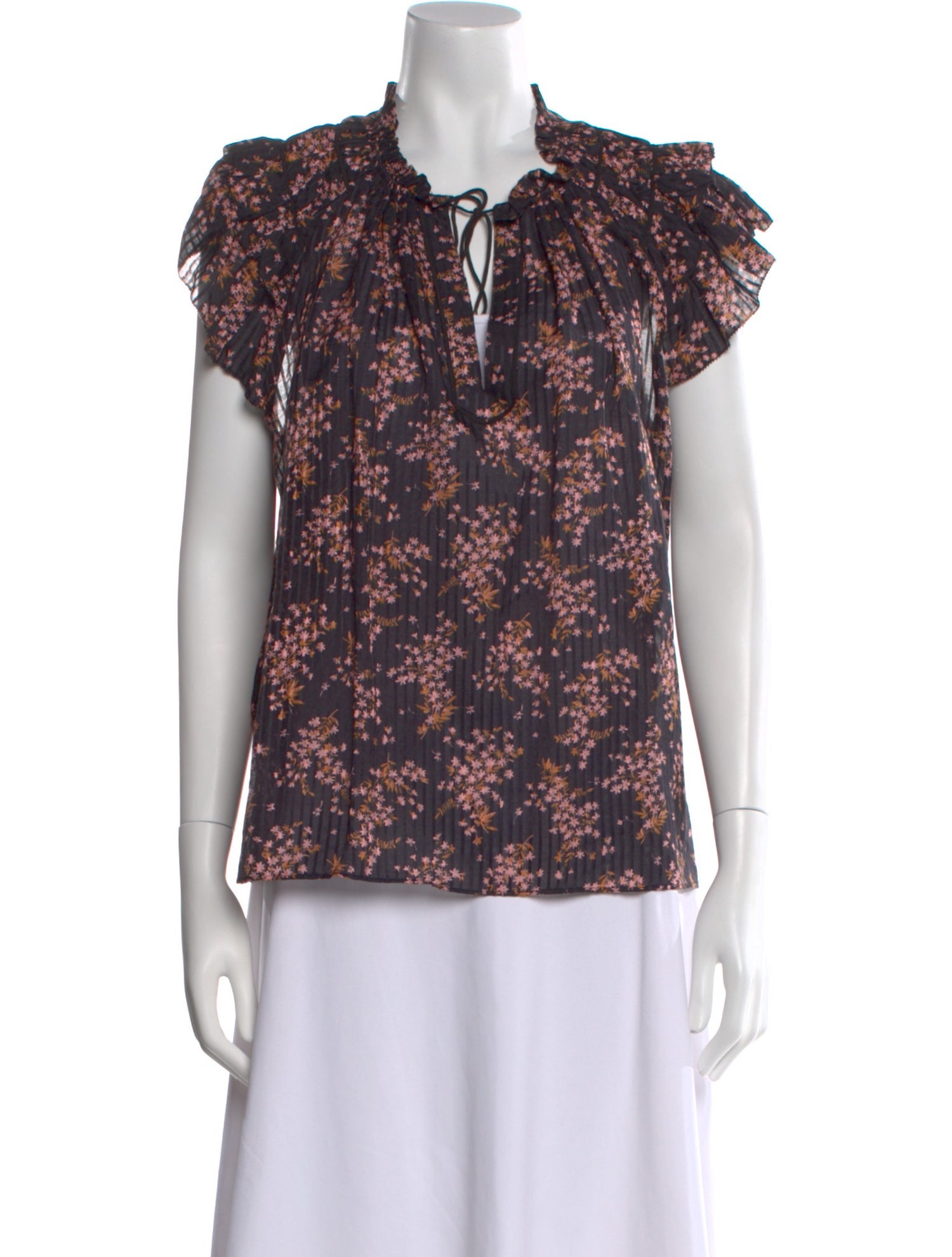 Ulla Johnson Floral Print Tie Neck Blouse