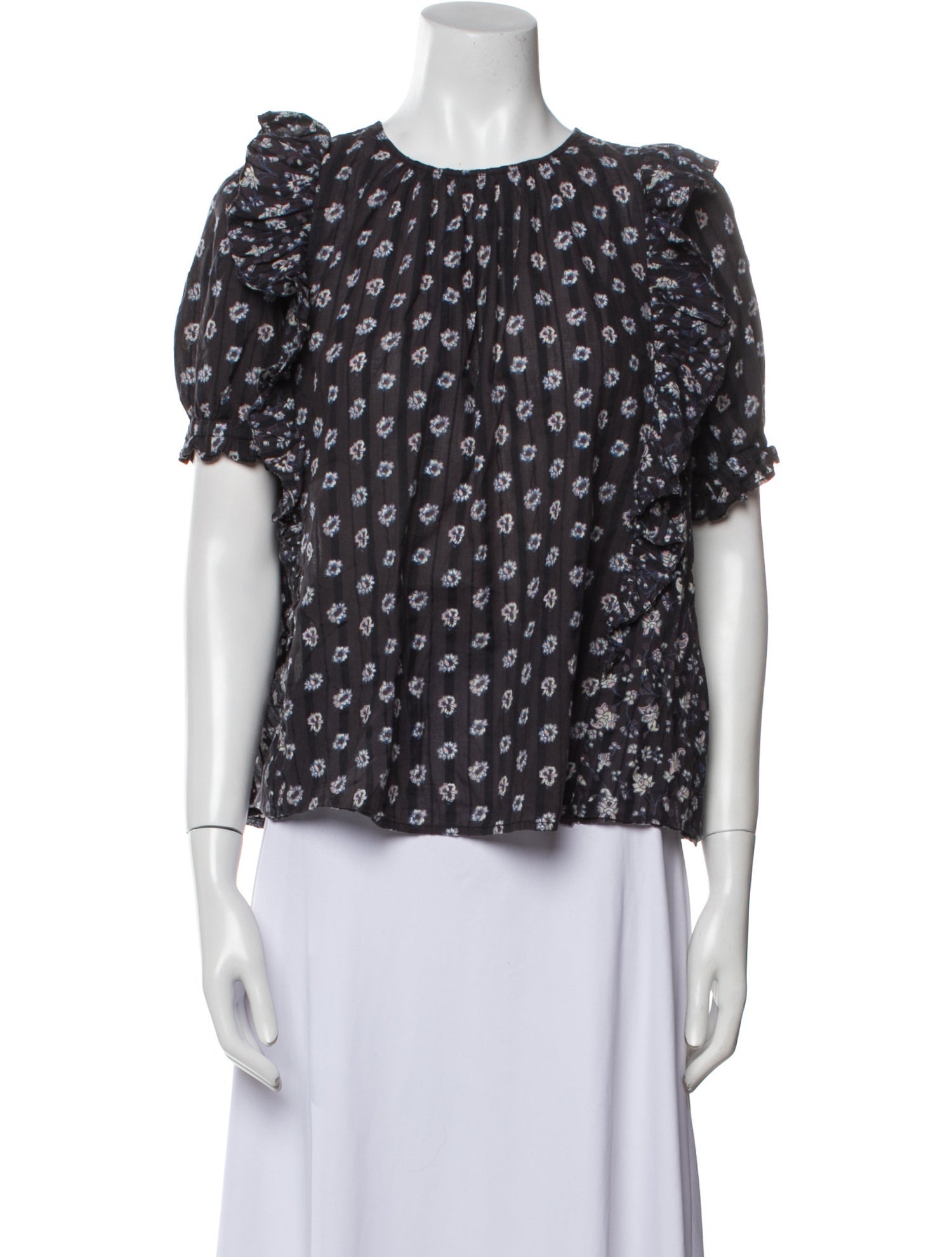 Ulla Johnson Floral Print Crew Neck Blouse