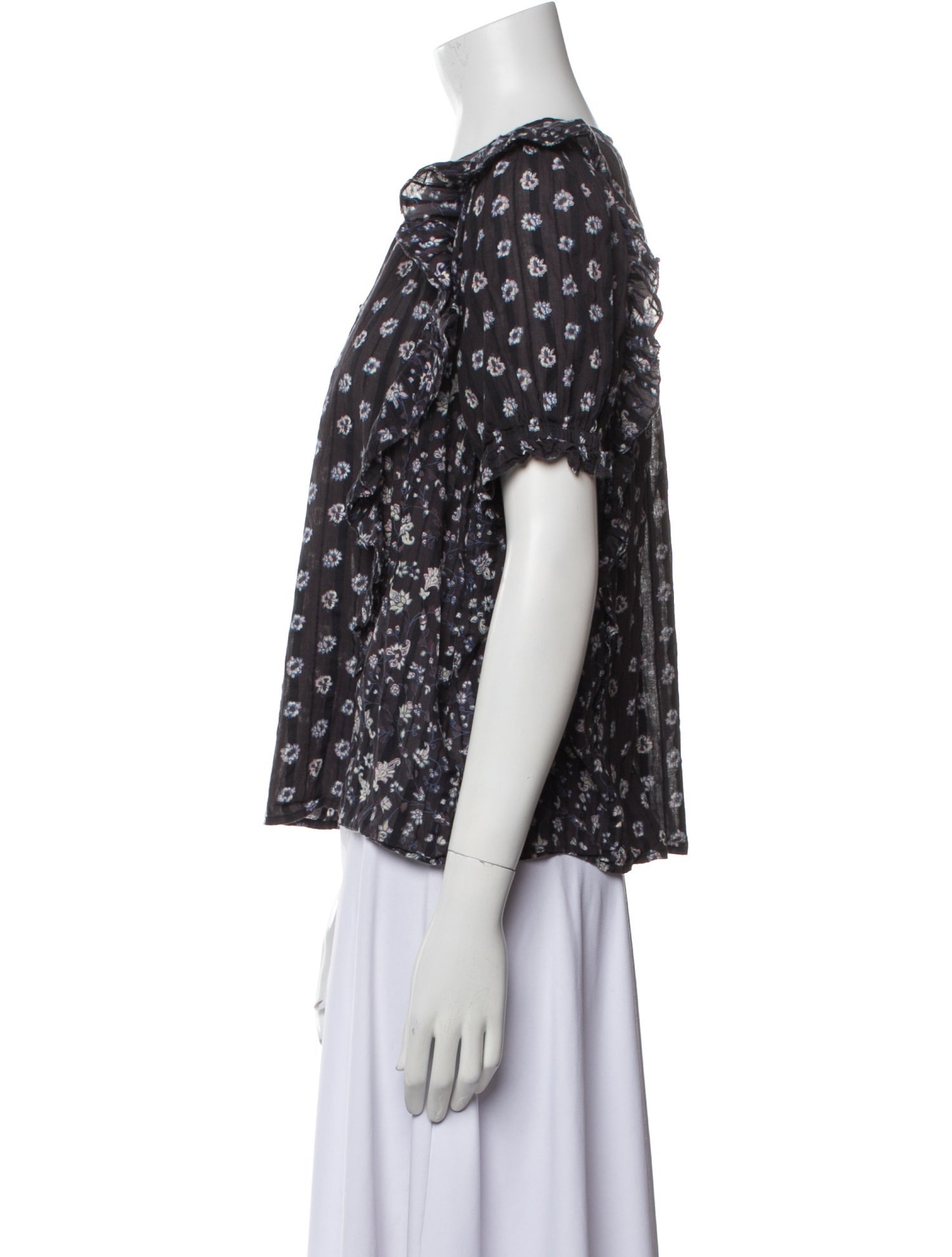 Ulla Johnson Floral Print Crew Neck Blouse