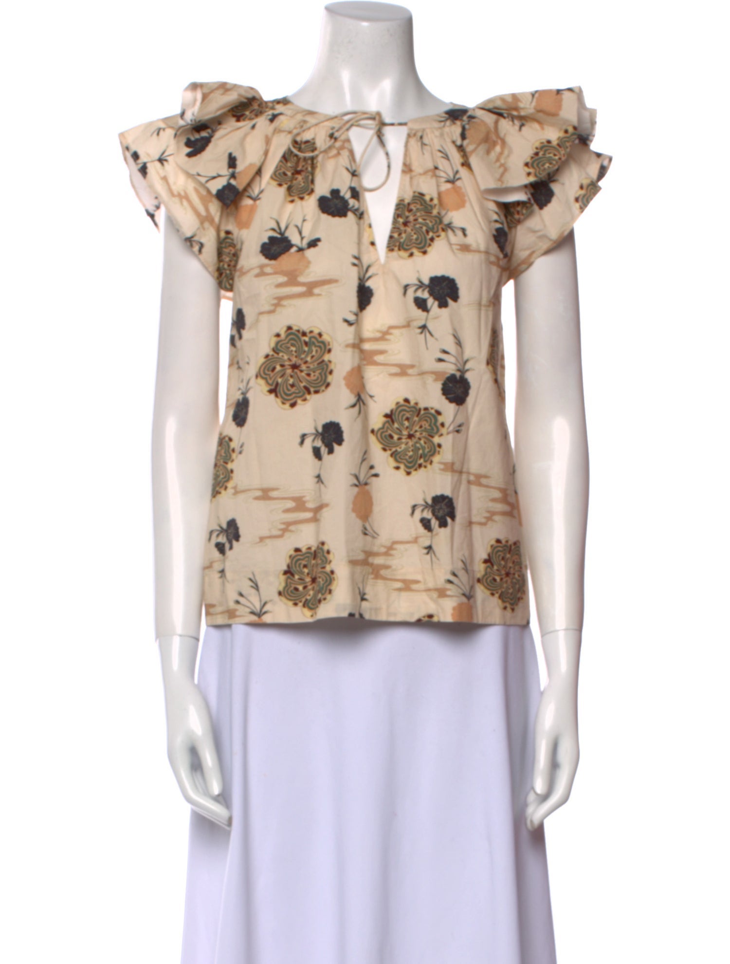Ulla Johnson Printed Tie Neck Blouse