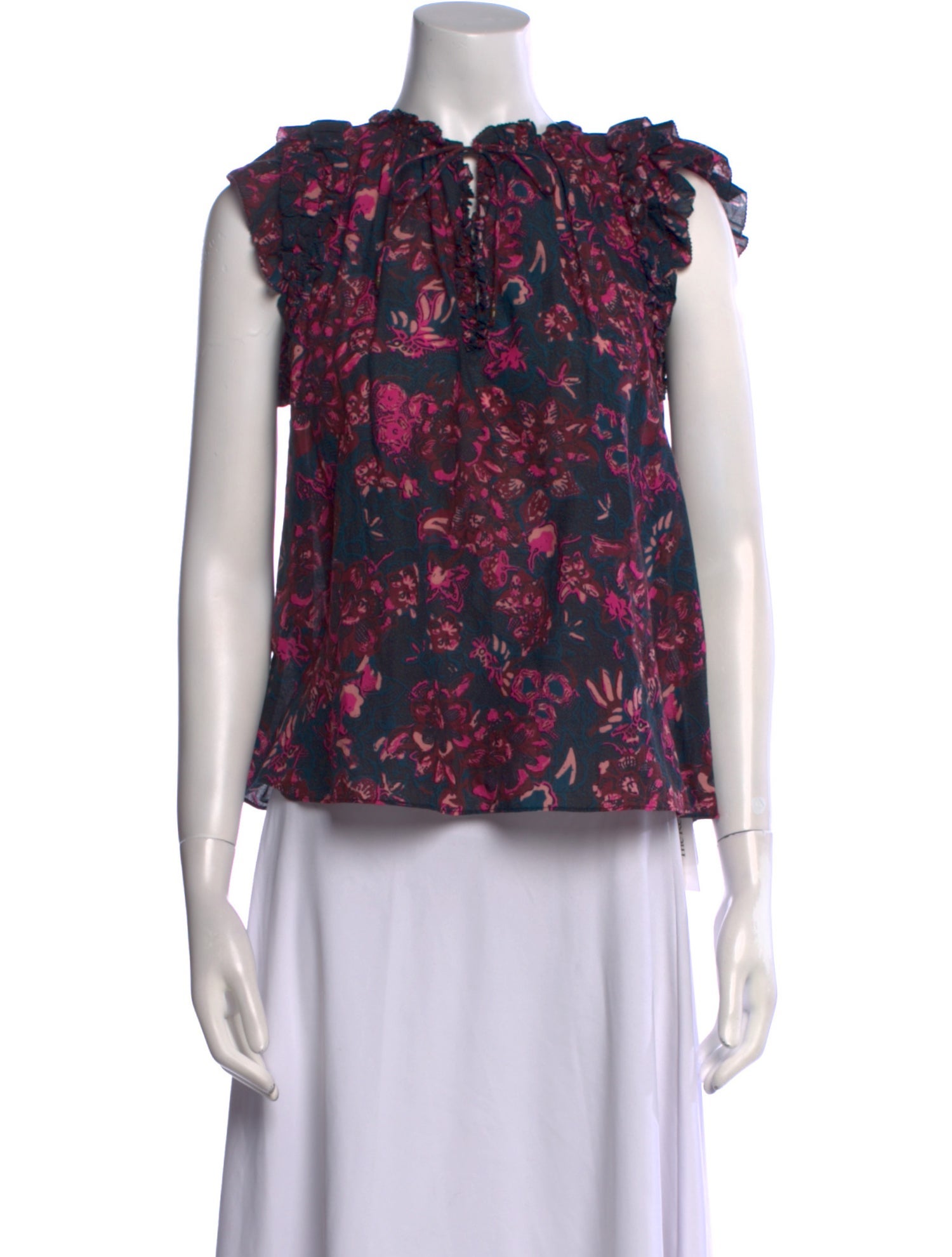 Ulla Johnson Floral Print Tie Neck Blouse