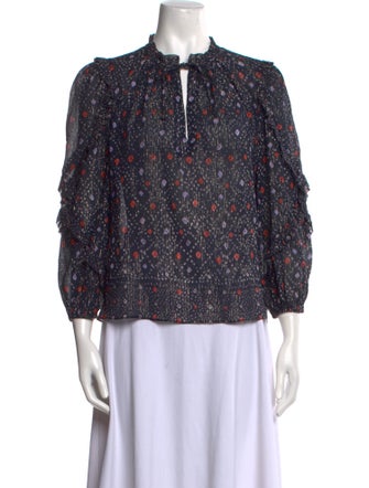 Ulla Johnson Floral Print Mock Neck Blouse