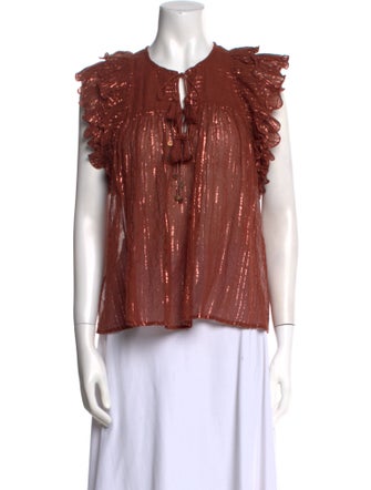 Ulla Johnson Crew Neck Short Sleeve Blouse