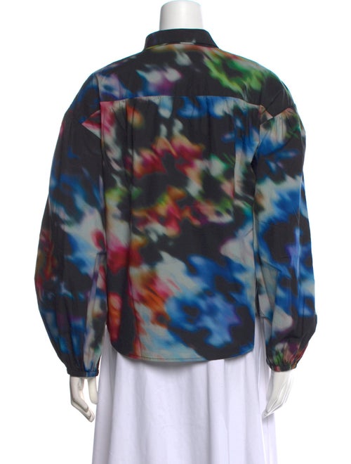 Ulla Johnson Tie-Dye Print Tie Neck Button-Up Top