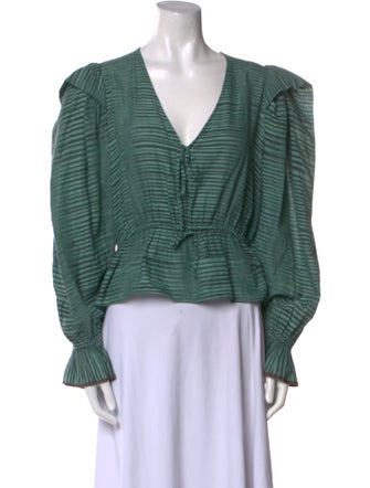 Ulla Johnson Striped V-Neck Top