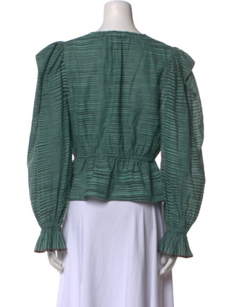 Ulla Johnson Striped V-Neck Top