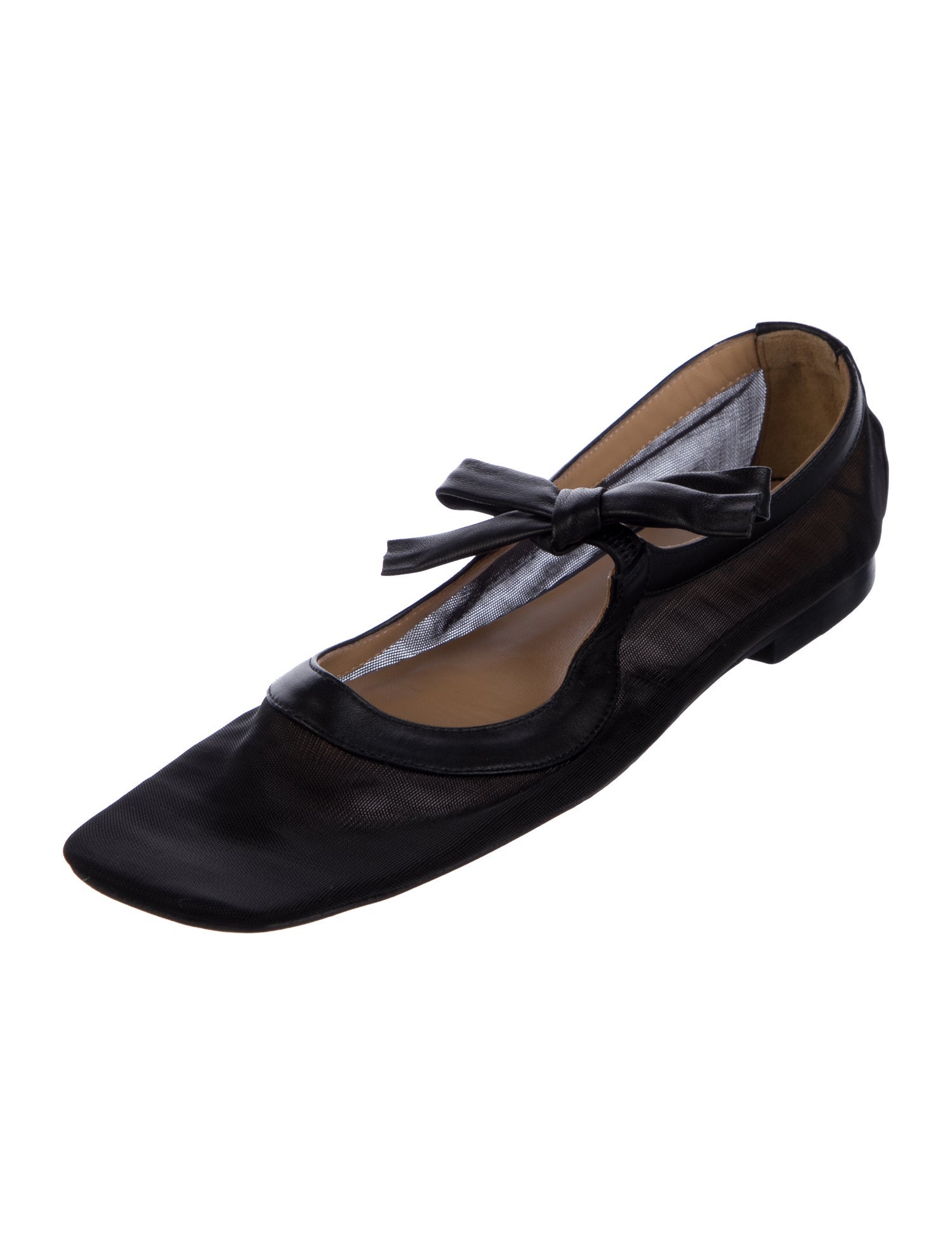 Ulla Johnson Leather Bow Accents Mary Jane Flats