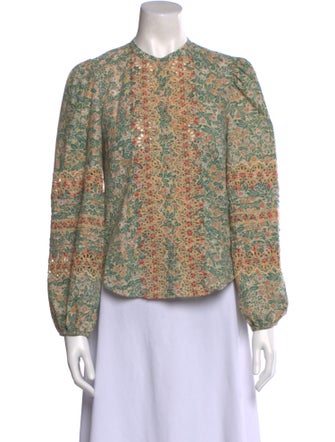 Ulla Johnson Floral Print Crew Neck Blouse