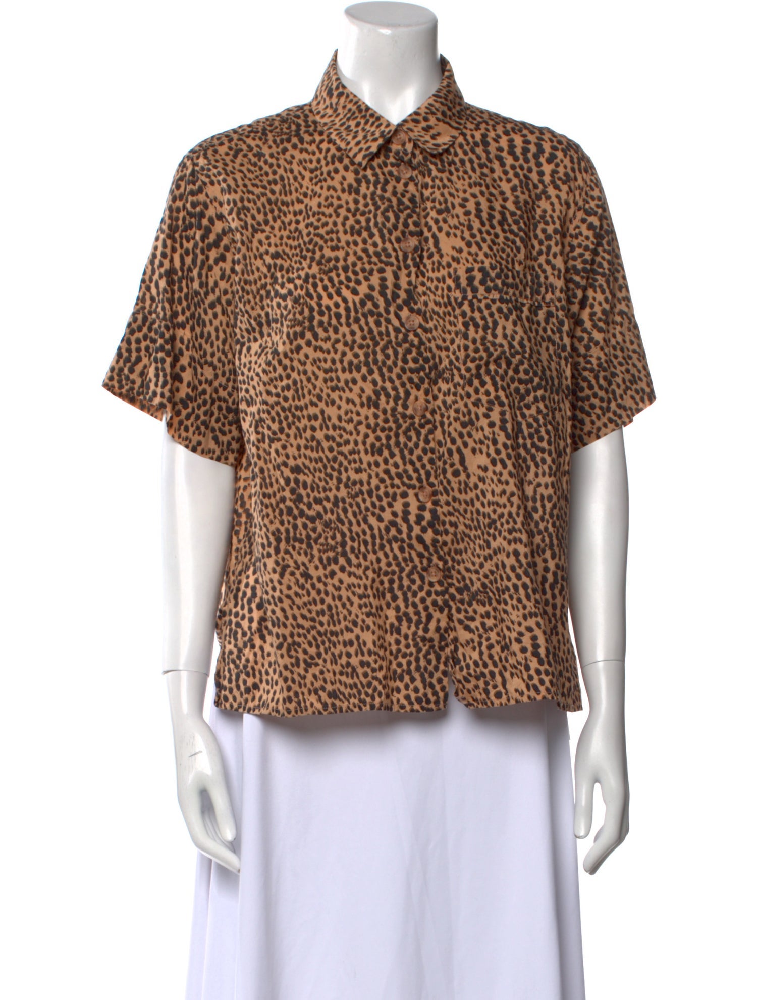 Ulla Johnson Printed Short Sleeve Button-Up Top