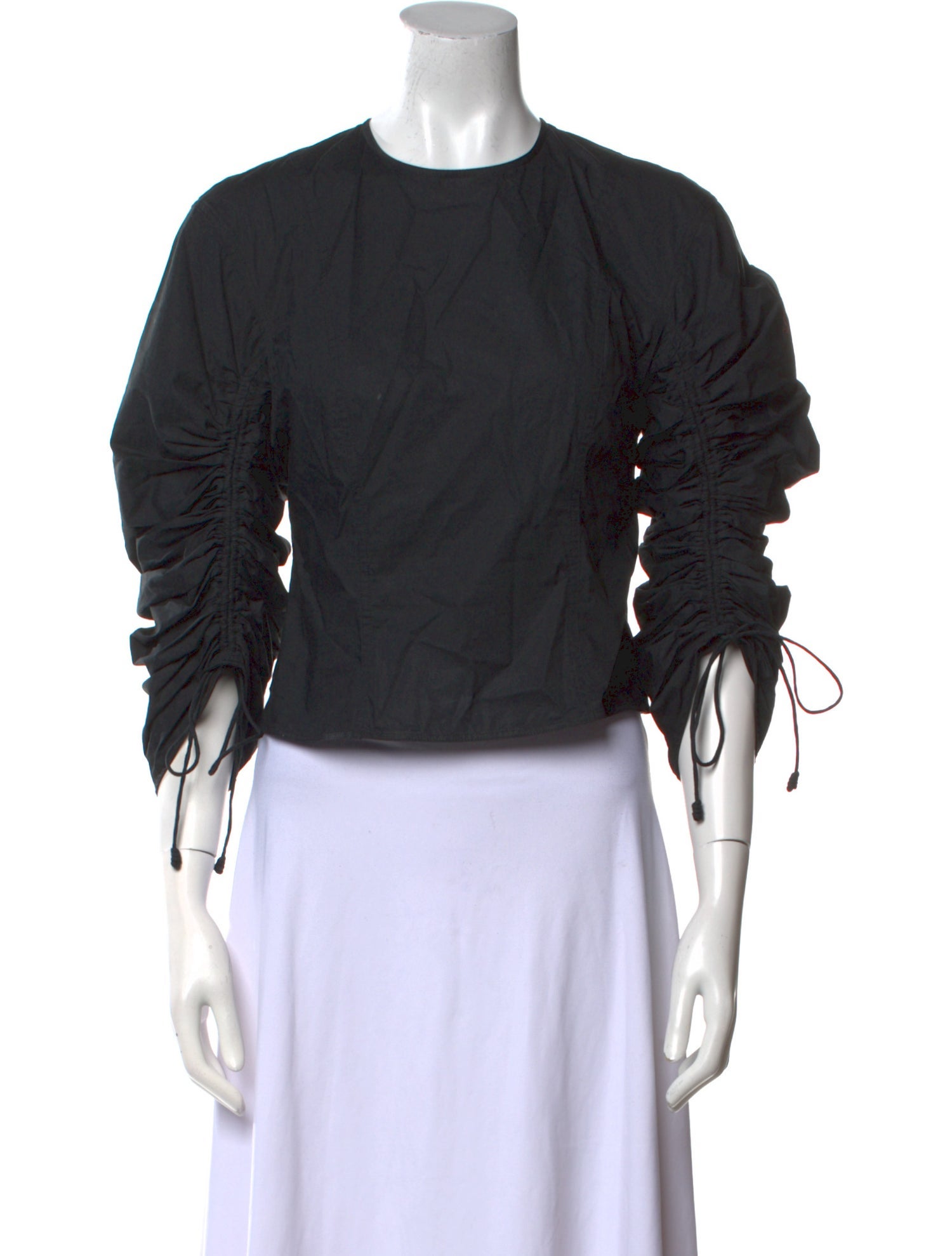 Ulla Johnson Crew Neck Three-Quarter Sleeve Crop Top
