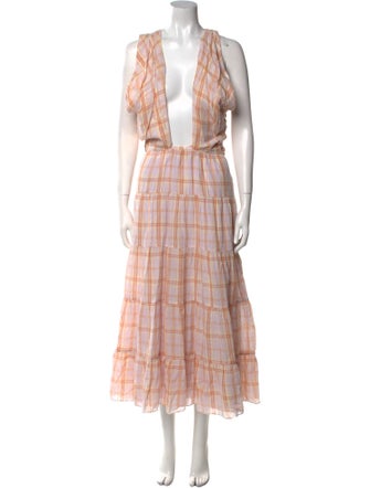 Ulla Johnson Plaid Print Long Dress