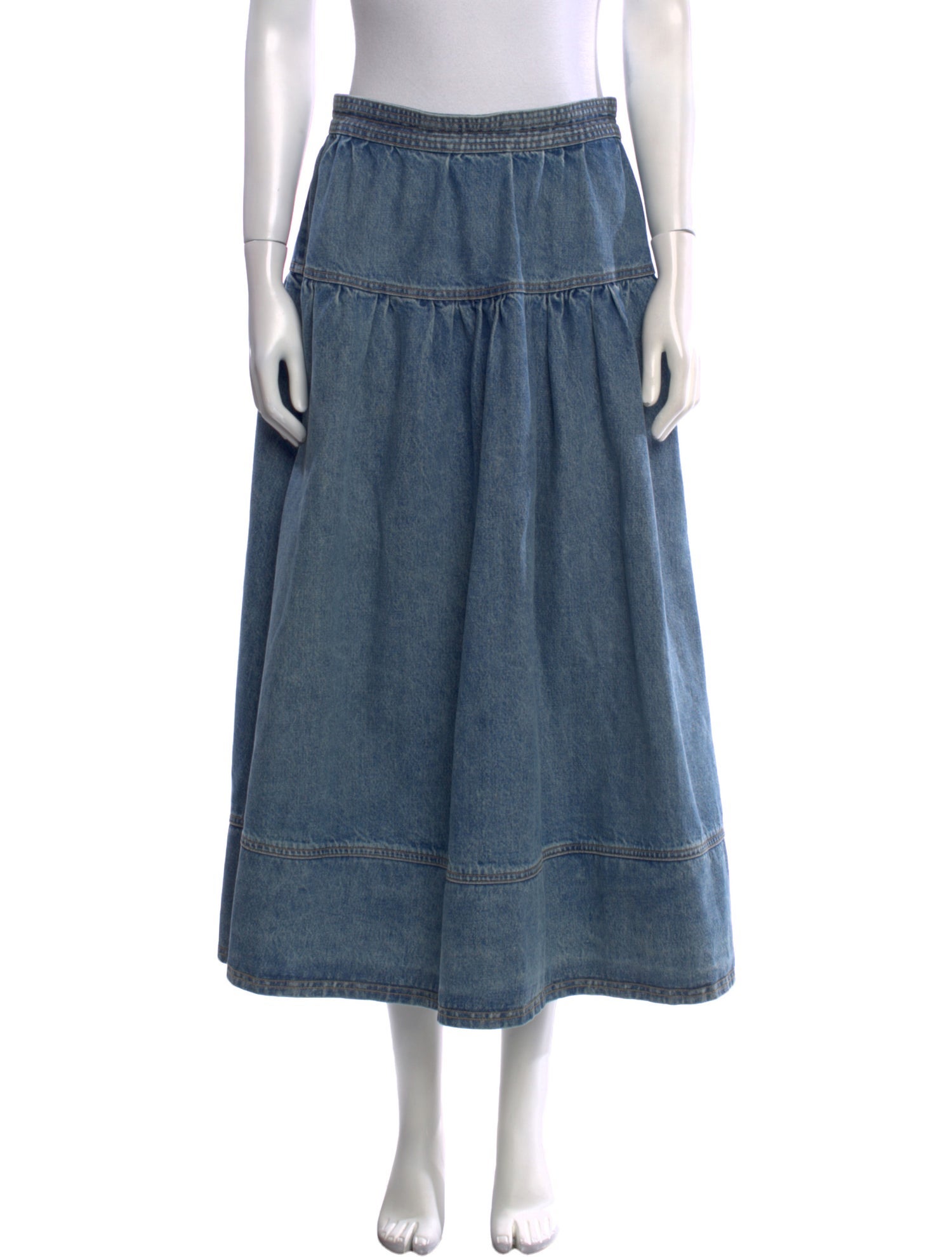 Ulla Johnson Raw-Edge Trim Midi Length Skirt